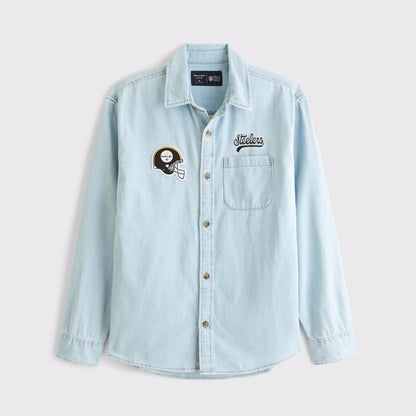 Abercrombie New England Patriots Denim Button-Up Shirt