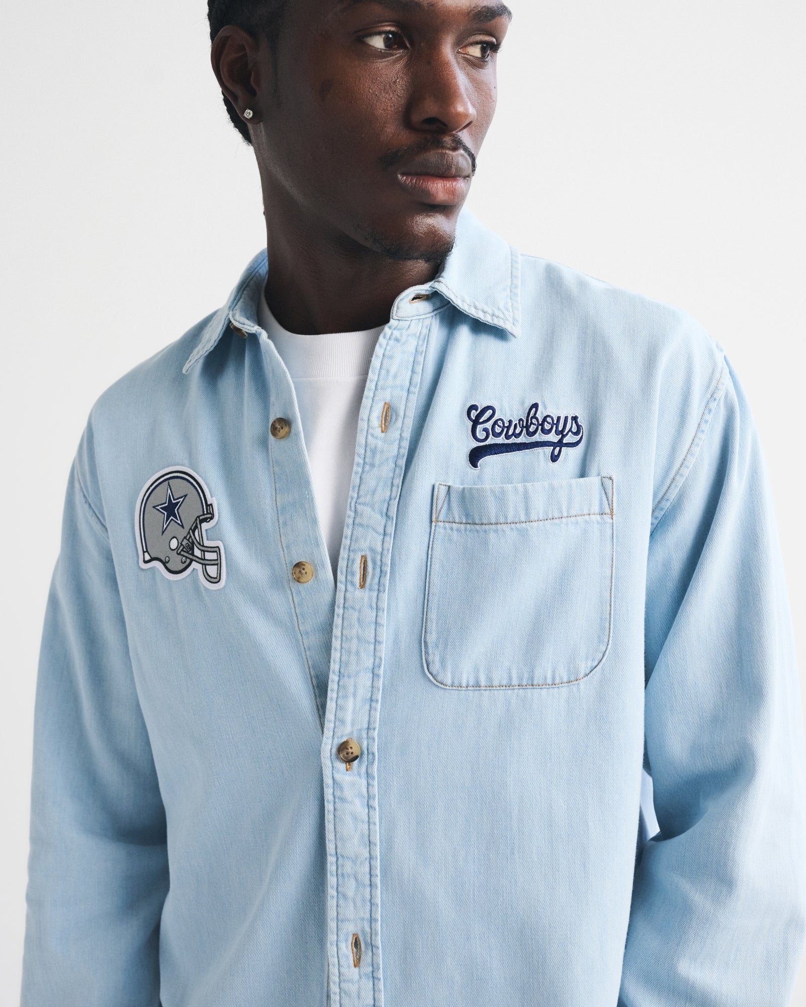 Abercrombie New England Patriots Denim Button-Up Shirt