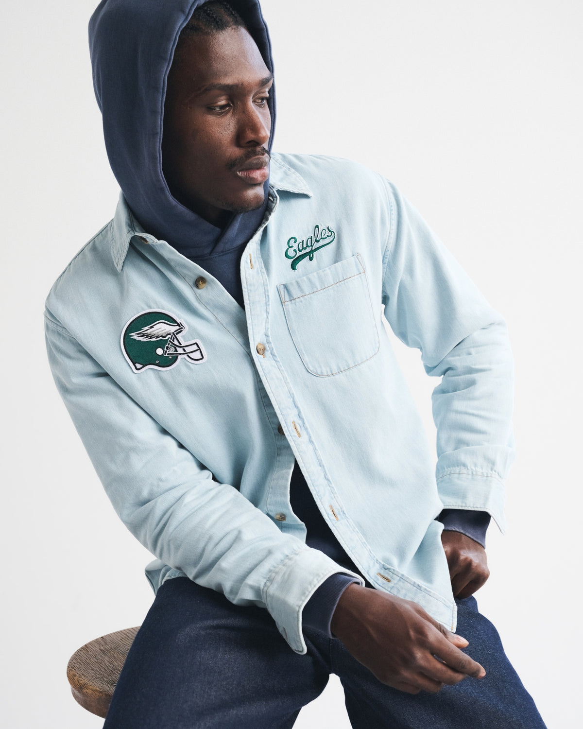 Abercrombie New England Patriots Denim Button-Up Shirt
