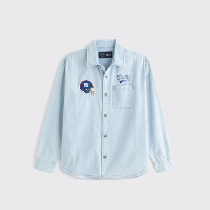 Abercrombie New England Patriots Denim Button-Up Shirt