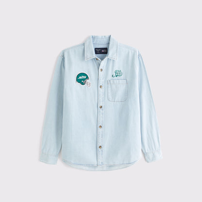 Abercrombie New England Patriots Denim Button-Up Shirt