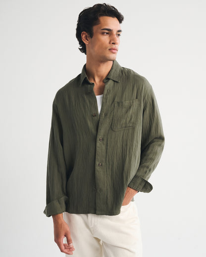 Abercrombie Lyocell-Blend Button-Up Shirt