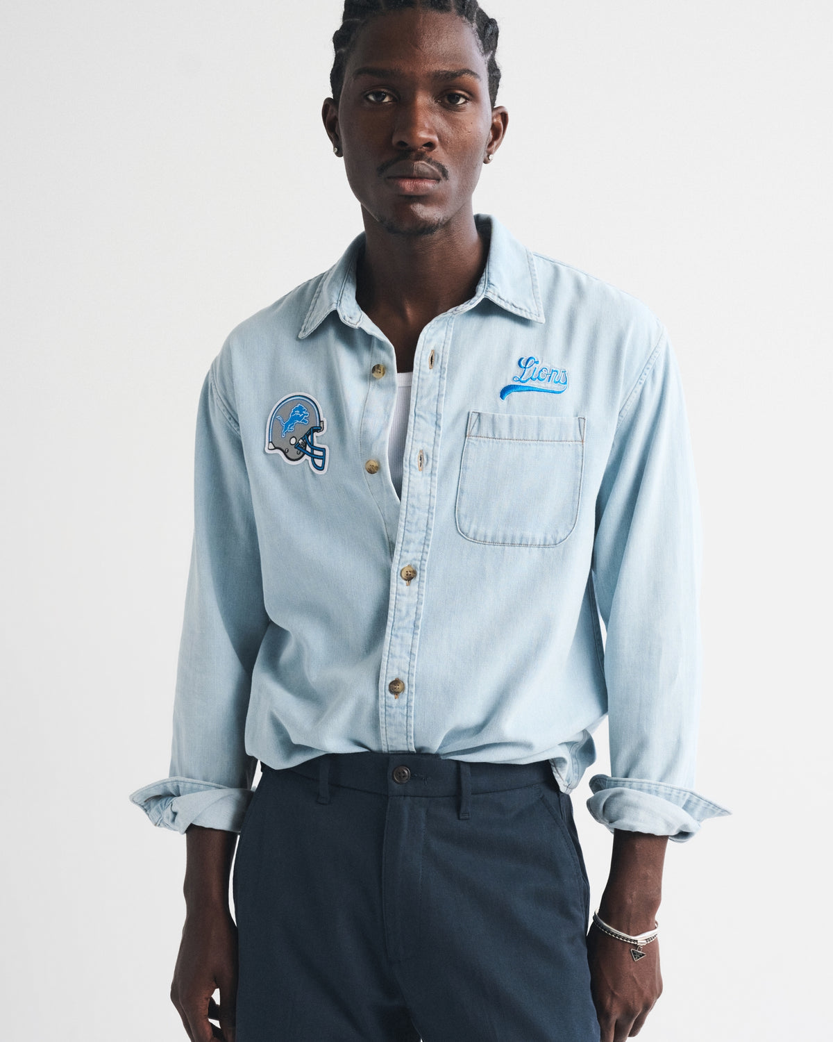 Abercrombie New England Patriots Denim Button-Up Shirt