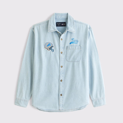 Abercrombie New England Patriots Denim Button-Up Shirt