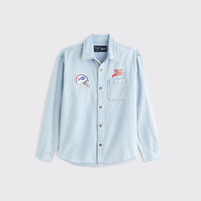 Abercrombie New England Patriots Denim Button-Up Shirt