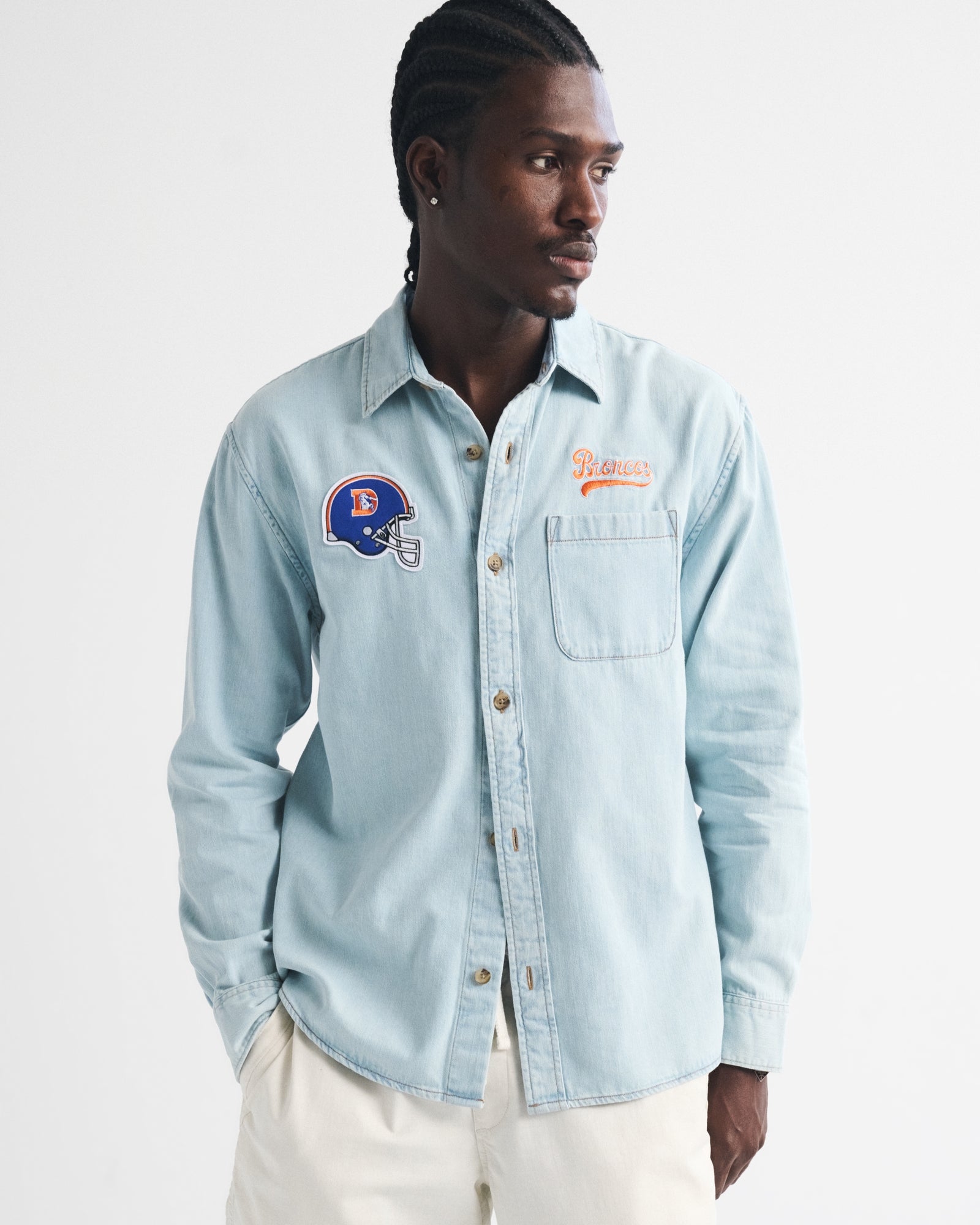 Abercrombie New England Patriots Denim Button-Up Shirt