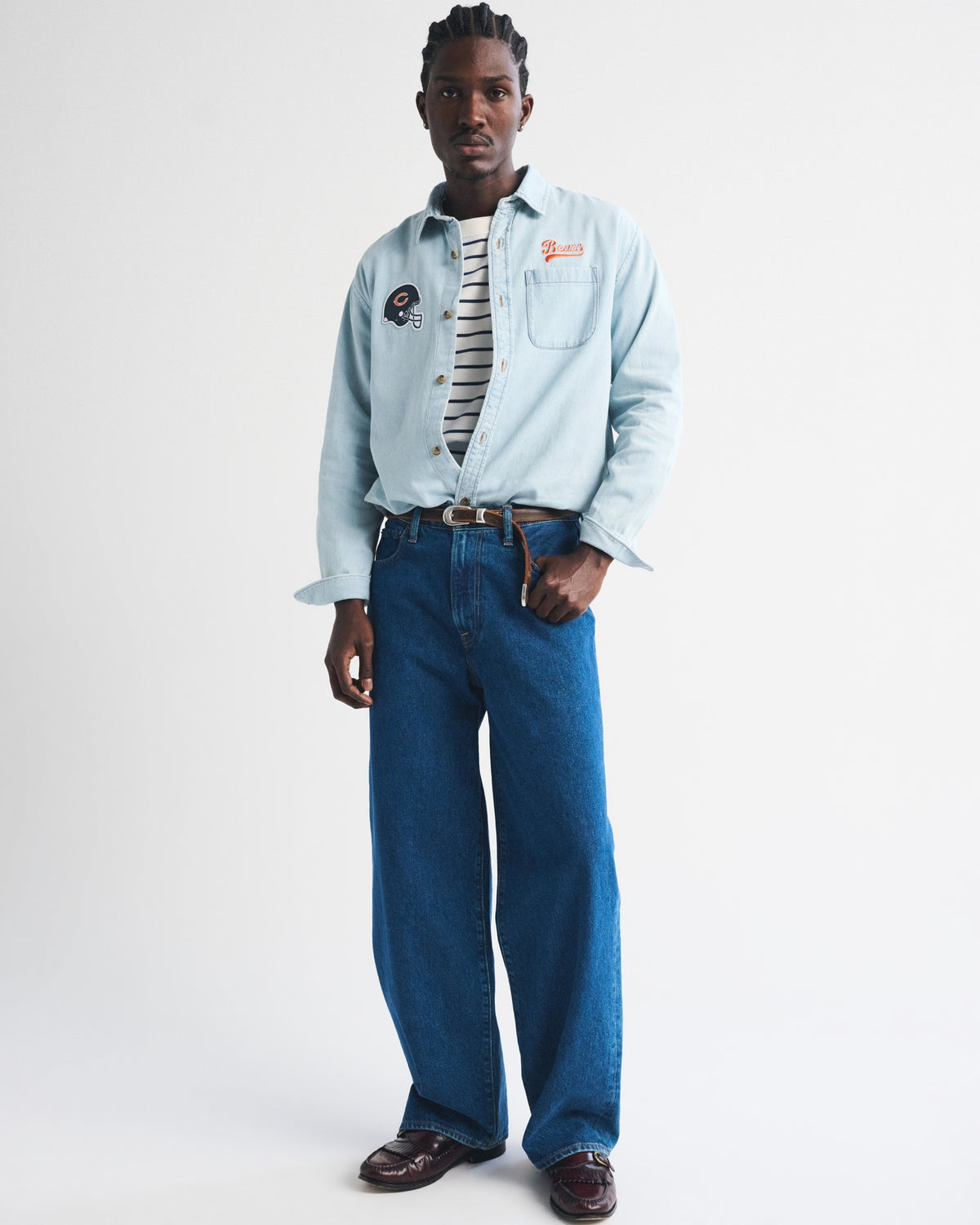 Abercrombie New England Patriots Denim Button-Up Shirt