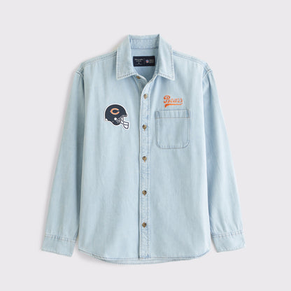 Abercrombie New England Patriots Denim Button-Up Shirt