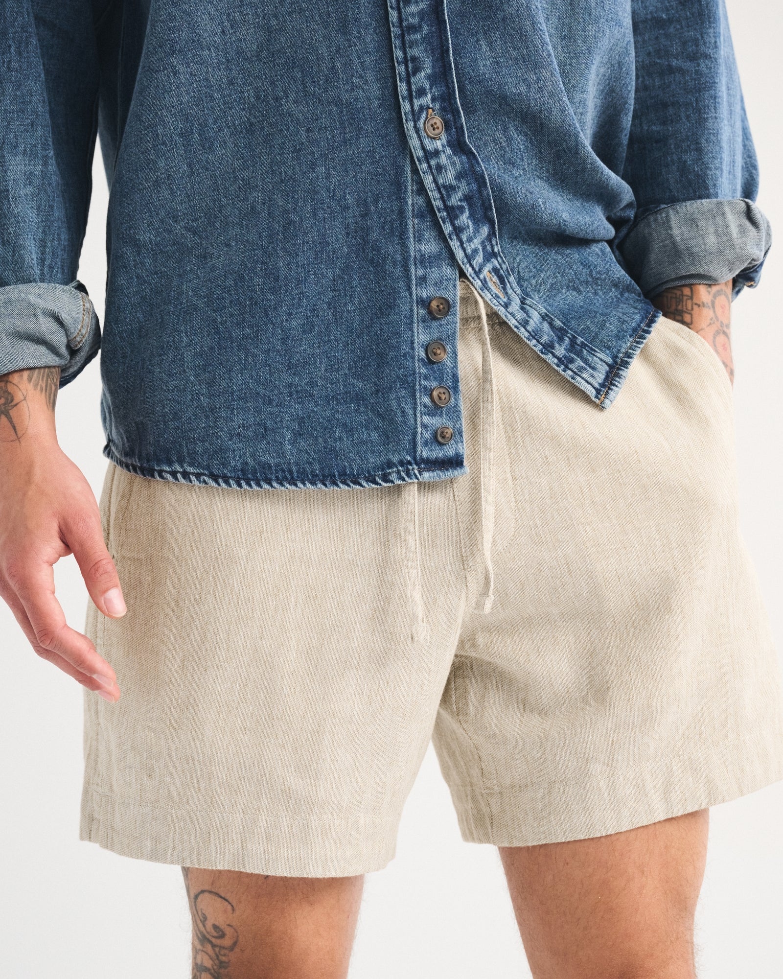 Abercrombie Linen Blend Pull-On Short