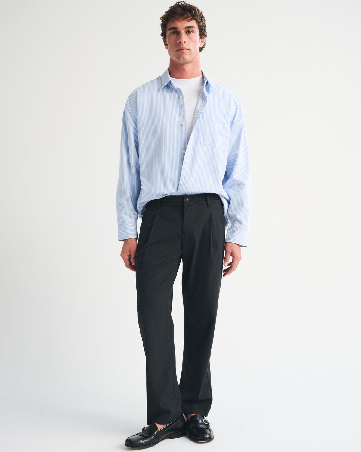 Abercrombie Relaxed Straight Pleated Hybrid-Waist Trouser
