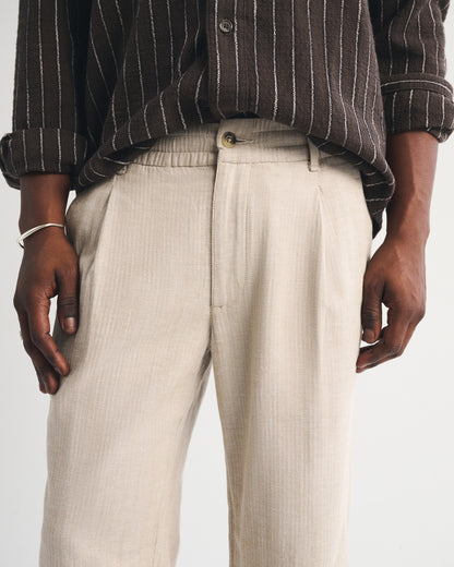 Abercrombie Linen-Blend Relaxed Pleated Hybrid-Waist Trouser