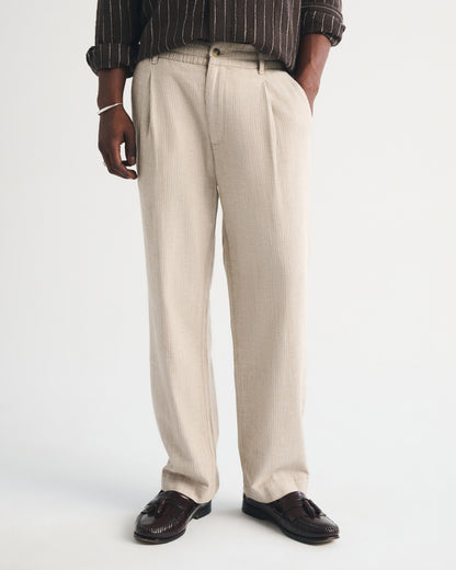 Abercrombie Linen-Blend Relaxed Pleated Hybrid-Waist Trouser