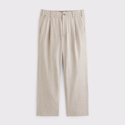 Abercrombie Linen-Blend Relaxed Pleated Hybrid-Waist Trouser