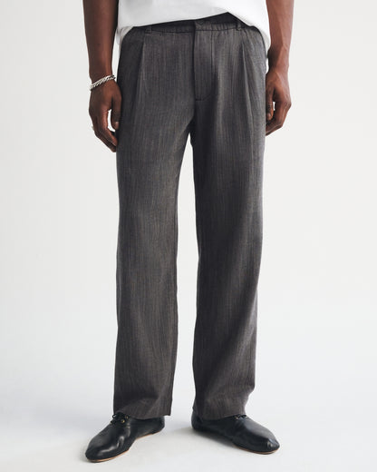 Abercrombie Linen-Blend Relaxed Pleated Hybrid-Waist Trouser
