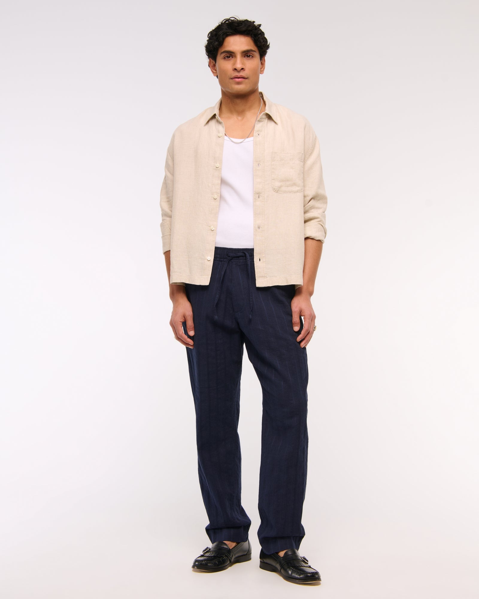 Abercrombie Loose Linen-Blend Pull-On Pant