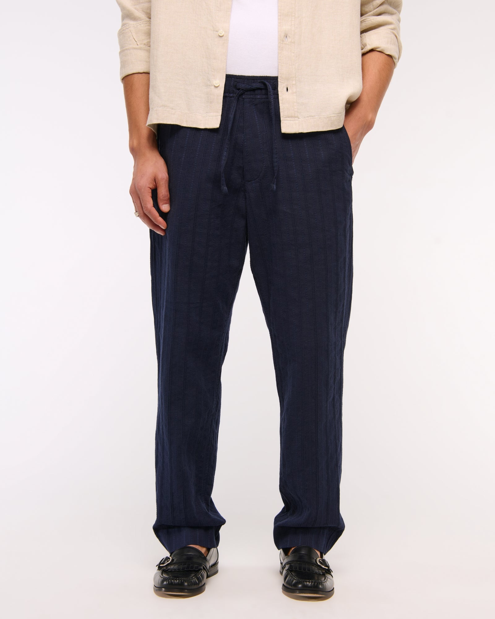Abercrombie Loose Linen-Blend Pull-On Pant