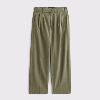 Abercrombie Cotton-Blend Pleated Baggy Trouser