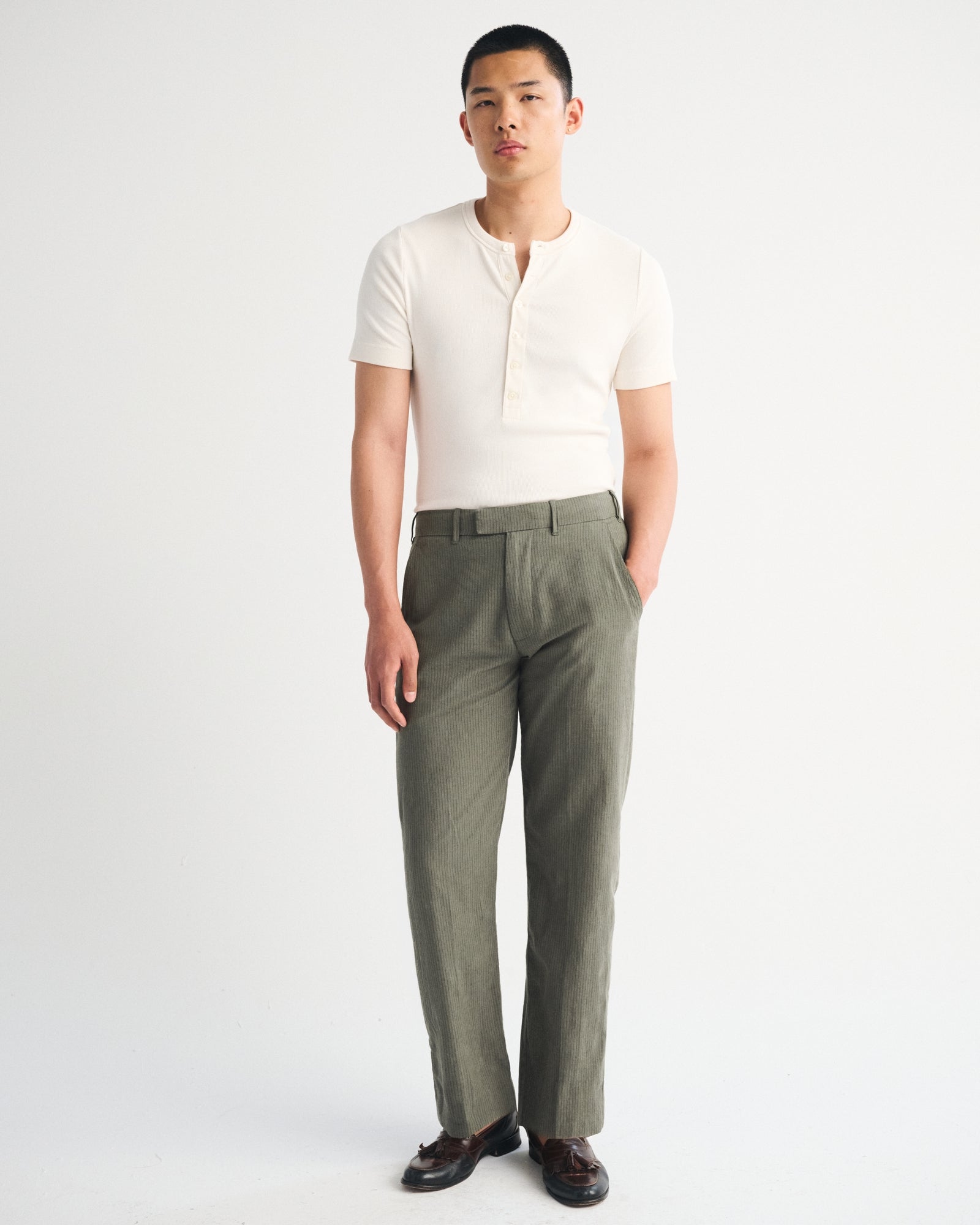 Abercrombie the A&F Collins Relaxed Straight Linen-Blend Suit Pant