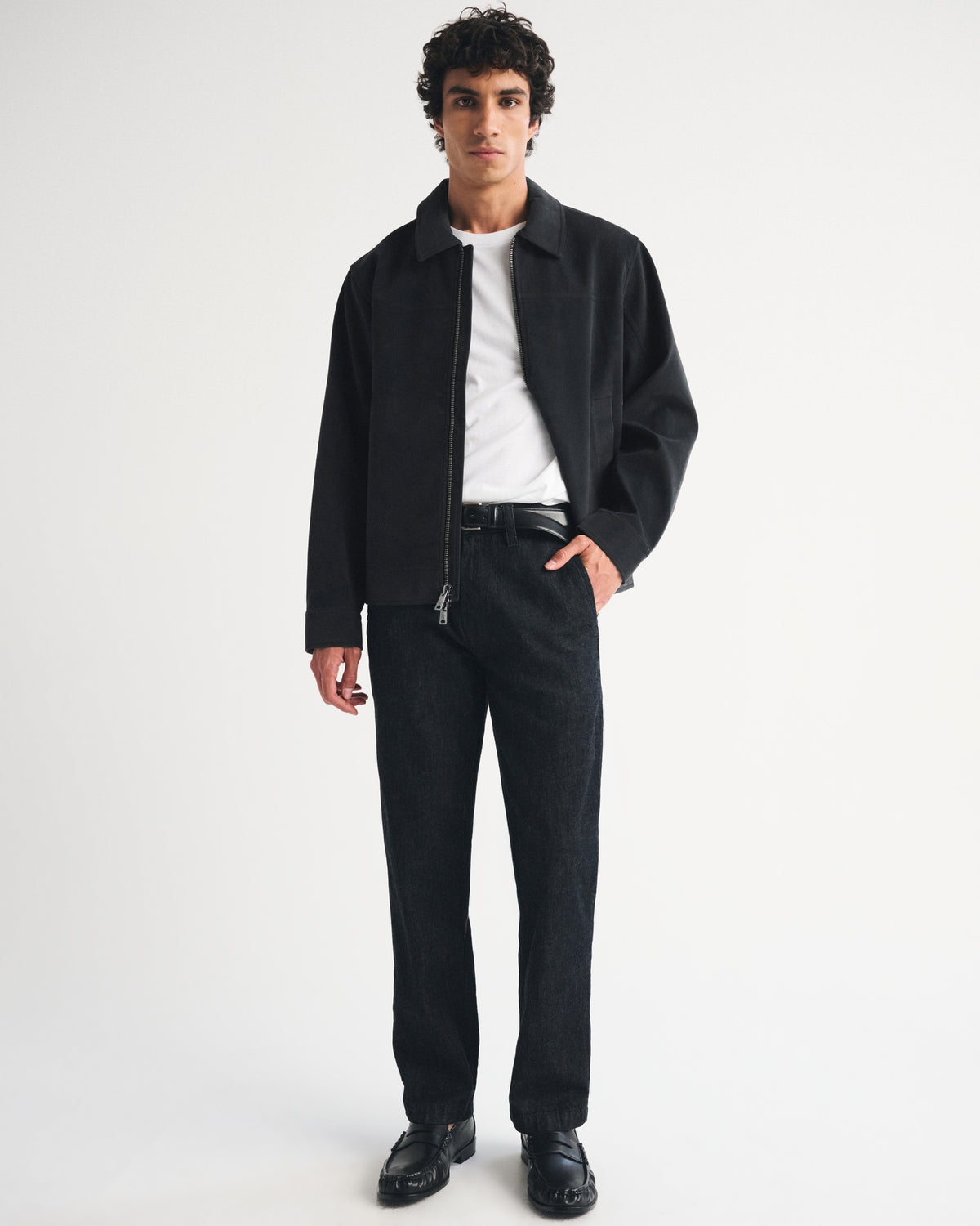Abercrombie Easy Vegan Suede Zip Trucker Jacket