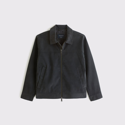 Abercrombie Easy Vegan Suede Zip Trucker Jacket