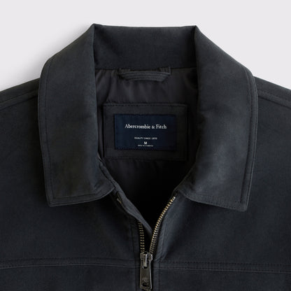 Abercrombie Easy Vegan Suede Zip Trucker Jacket