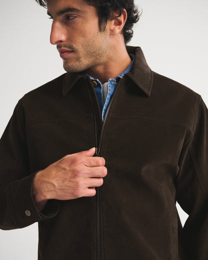 Abercrombie Easy Vegan Suede Zip Trucker Jacket
