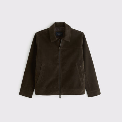 Abercrombie Easy Vegan Suede Zip Trucker Jacket