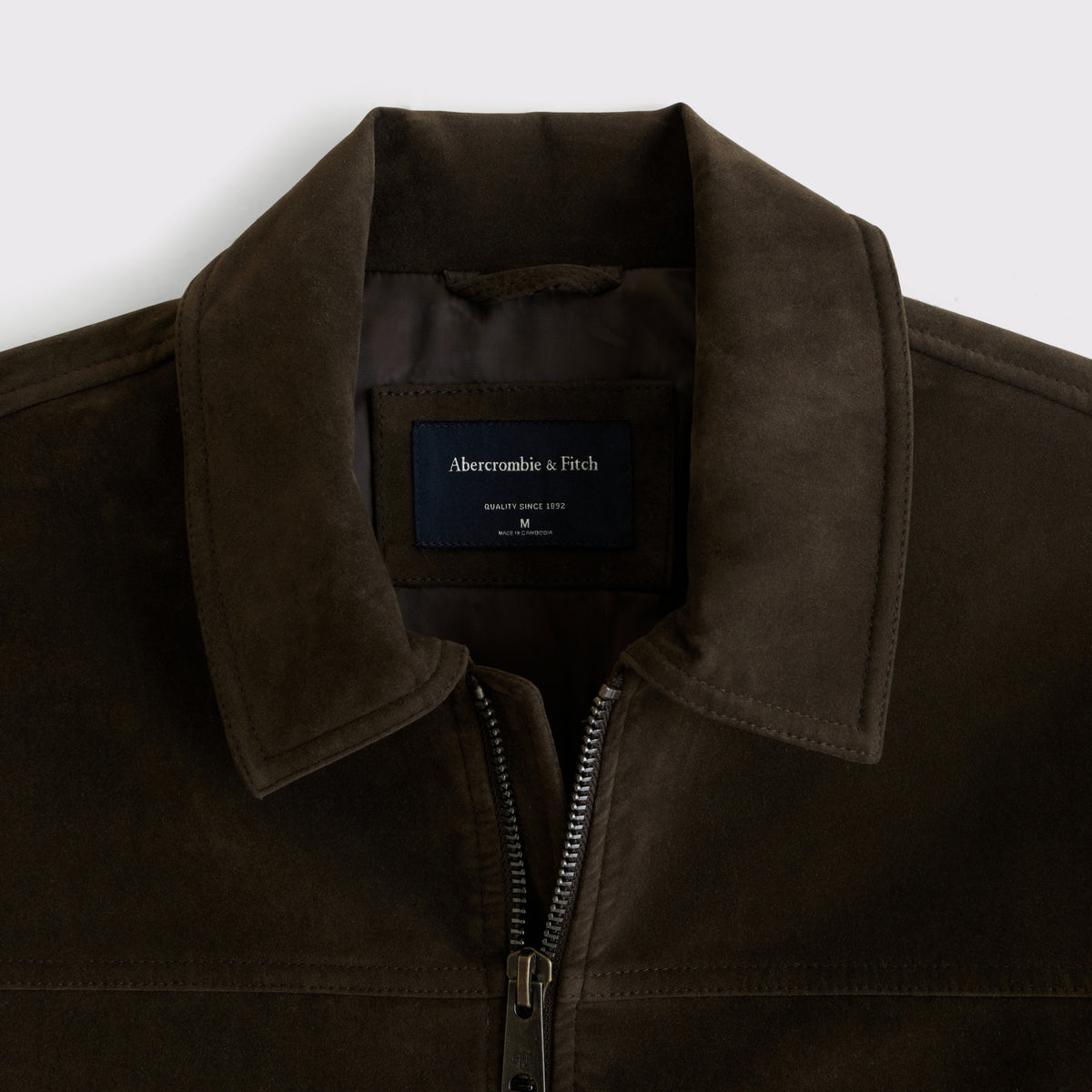 Abercrombie Easy Vegan Suede Zip Trucker Jacket