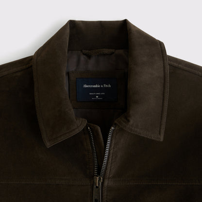 Abercrombie Easy Vegan Suede Zip Trucker Jacket
