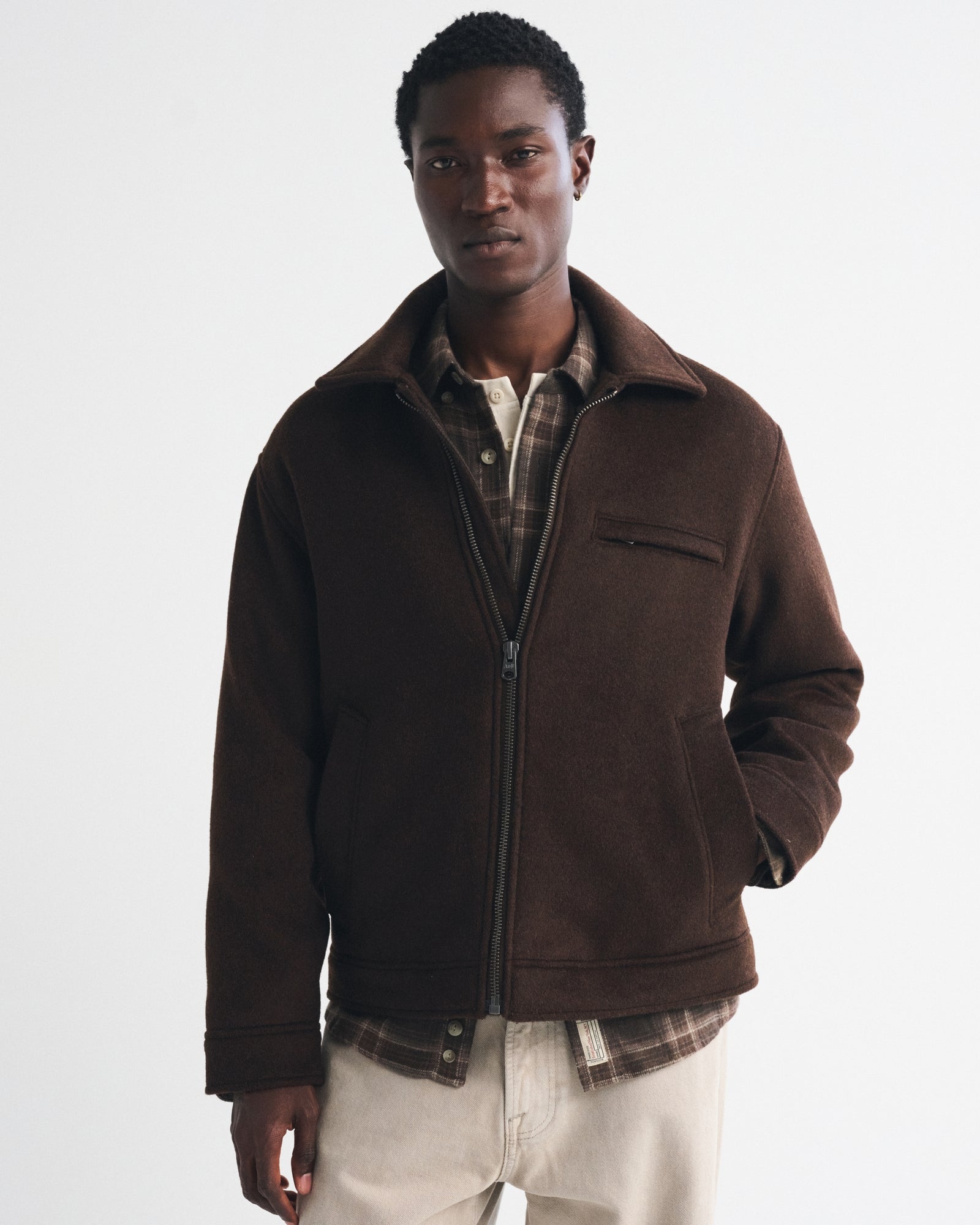 Abercrombie Wool-Blend Zip Trucker Jacket