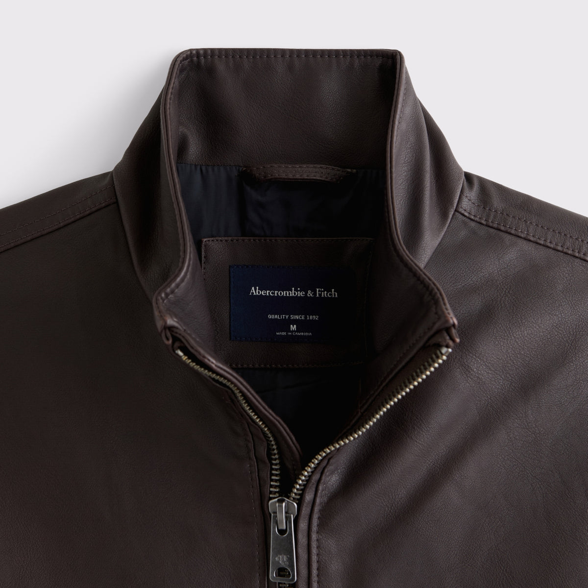 Abercrombie Leather Mock Neck Zip Jacket