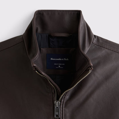 Abercrombie Leather Mock Neck Zip Jacket