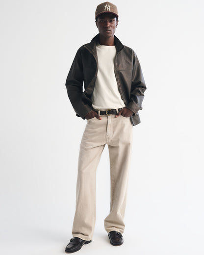 Abercrombie Leather Mock Neck Zip Jacket