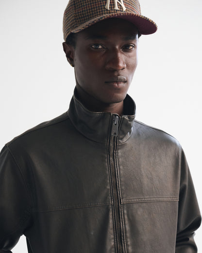 Abercrombie Leather Mock Neck Zip Jacket