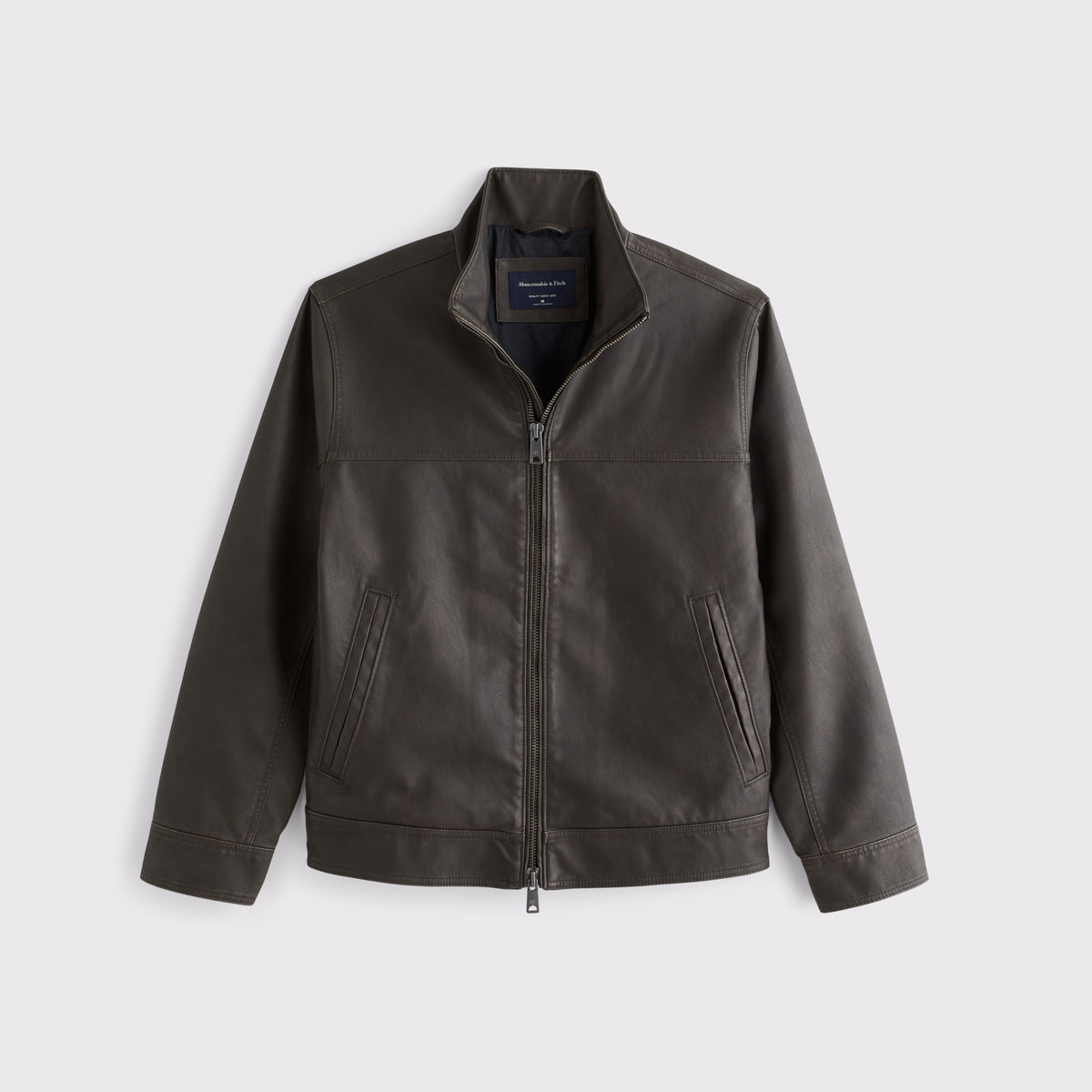 Abercrombie Leather Mock Neck Zip Jacket
