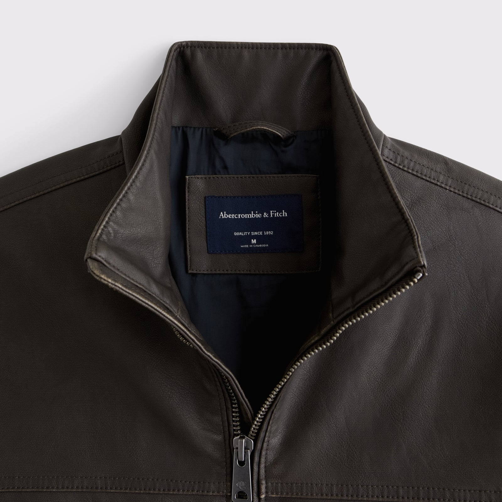 Abercrombie Leather Mock Neck Zip Jacket