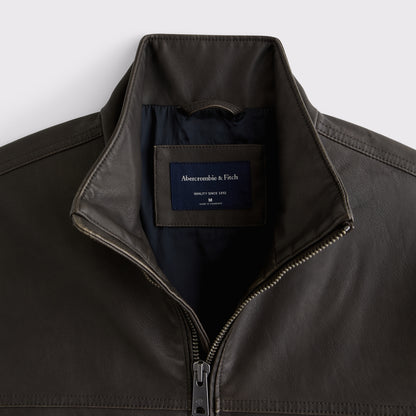 Abercrombie Leather Mock Neck Zip Jacket