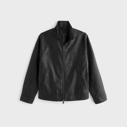 Abercrombie Leather Mock Neck Zip Jacket