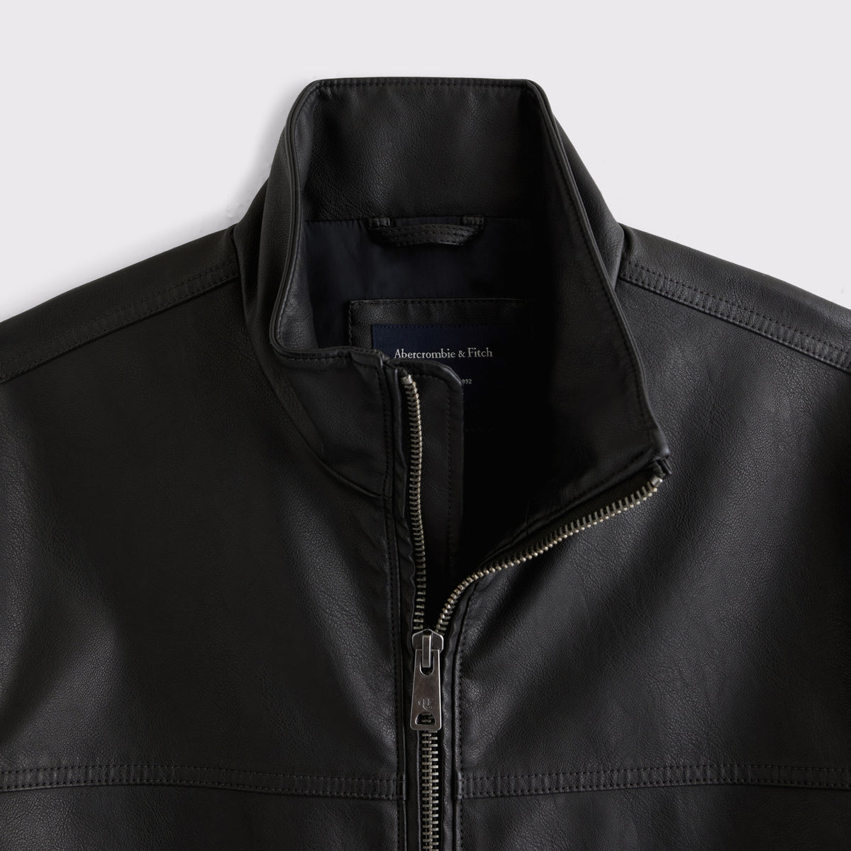 Abercrombie Leather Mock Neck Zip Jacket