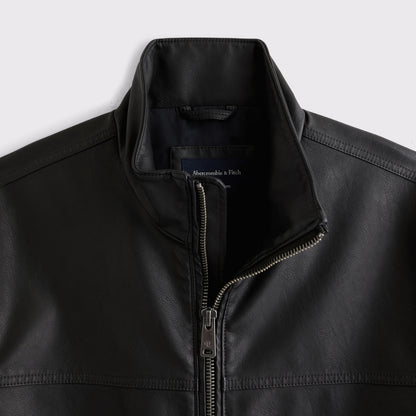 Abercrombie Leather Mock Neck Zip Jacket