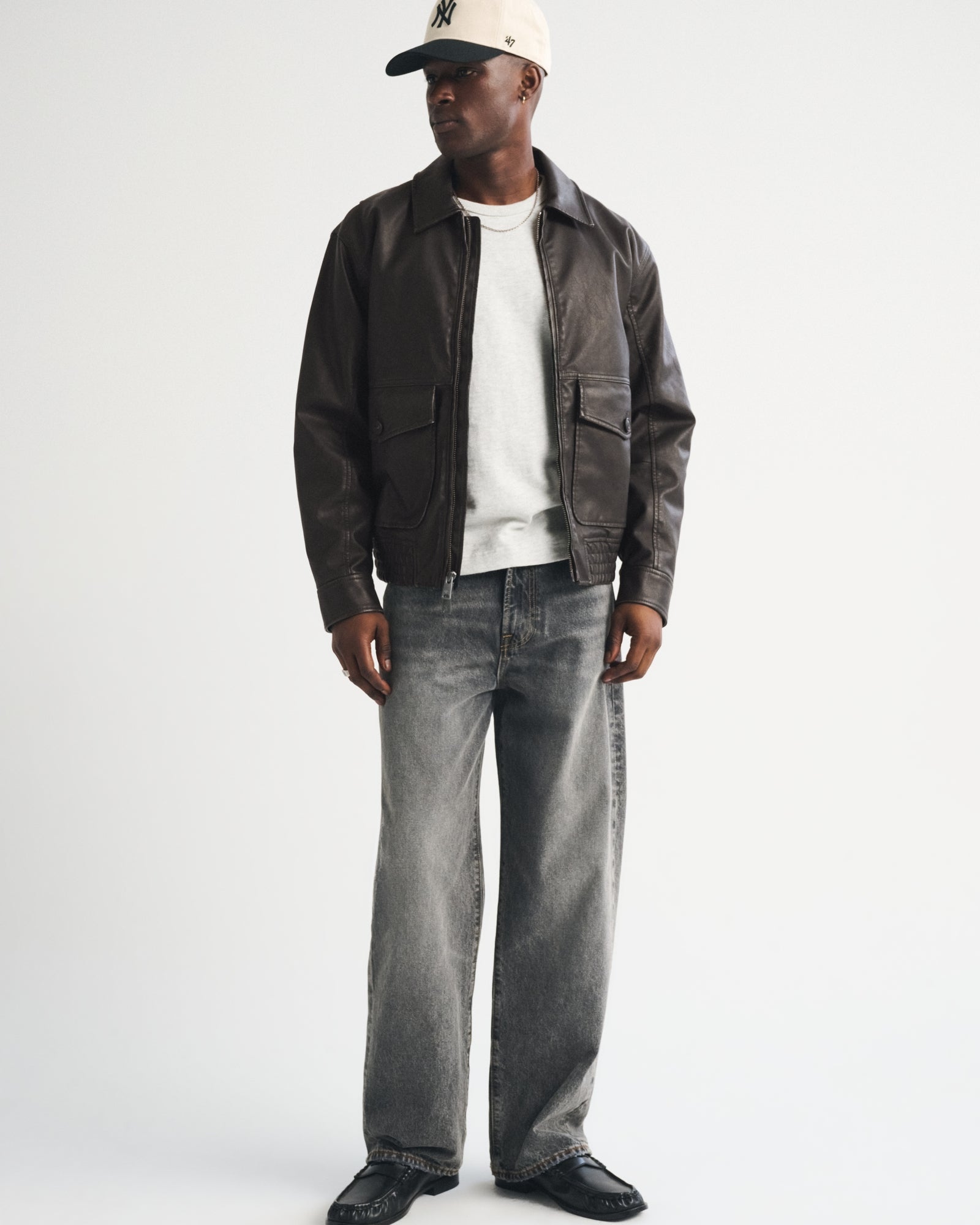 Abercrombie Vegan Leather Bomber Jacket
