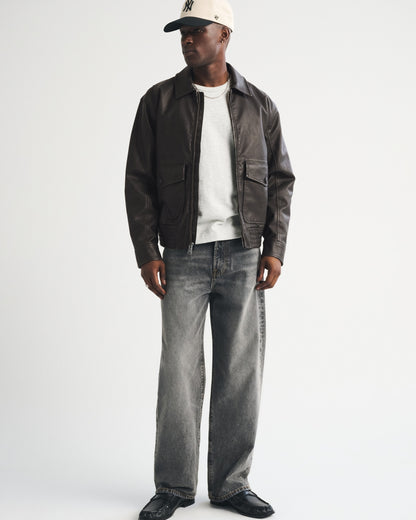 Abercrombie Vegan Leather Bomber Jacket