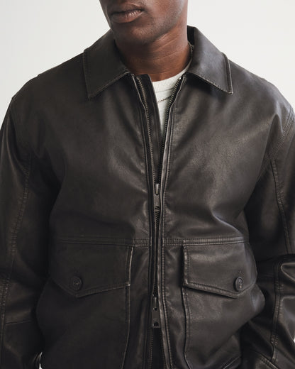 Abercrombie Vegan Leather Bomber Jacket