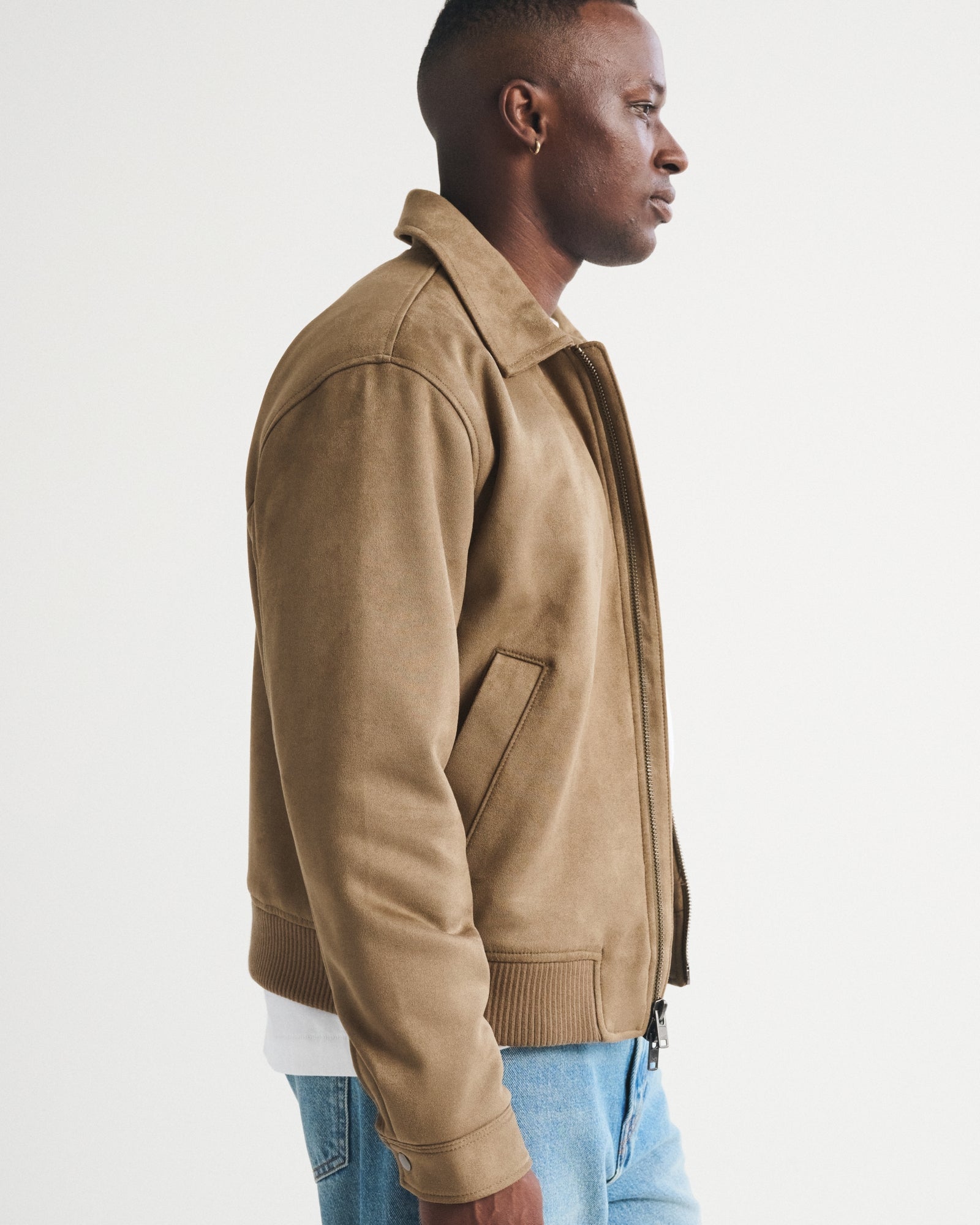 Abercrombie Vegan Suede Bomber Jacket