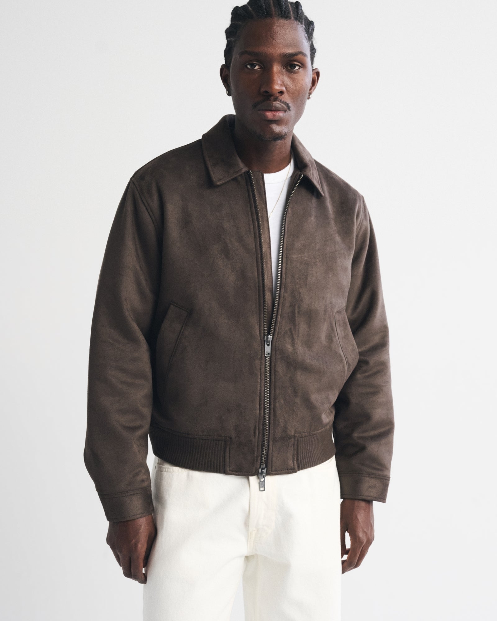 Abercrombie Vegan Suede Bomber Jacket