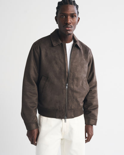 Abercrombie Vegan Suede Bomber Jacket