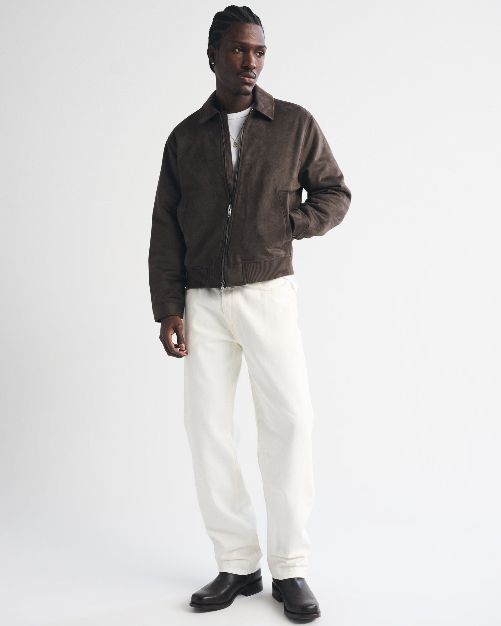 Abercrombie Vegan Suede Bomber Jacket