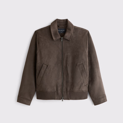 Abercrombie Vegan Suede Bomber Jacket