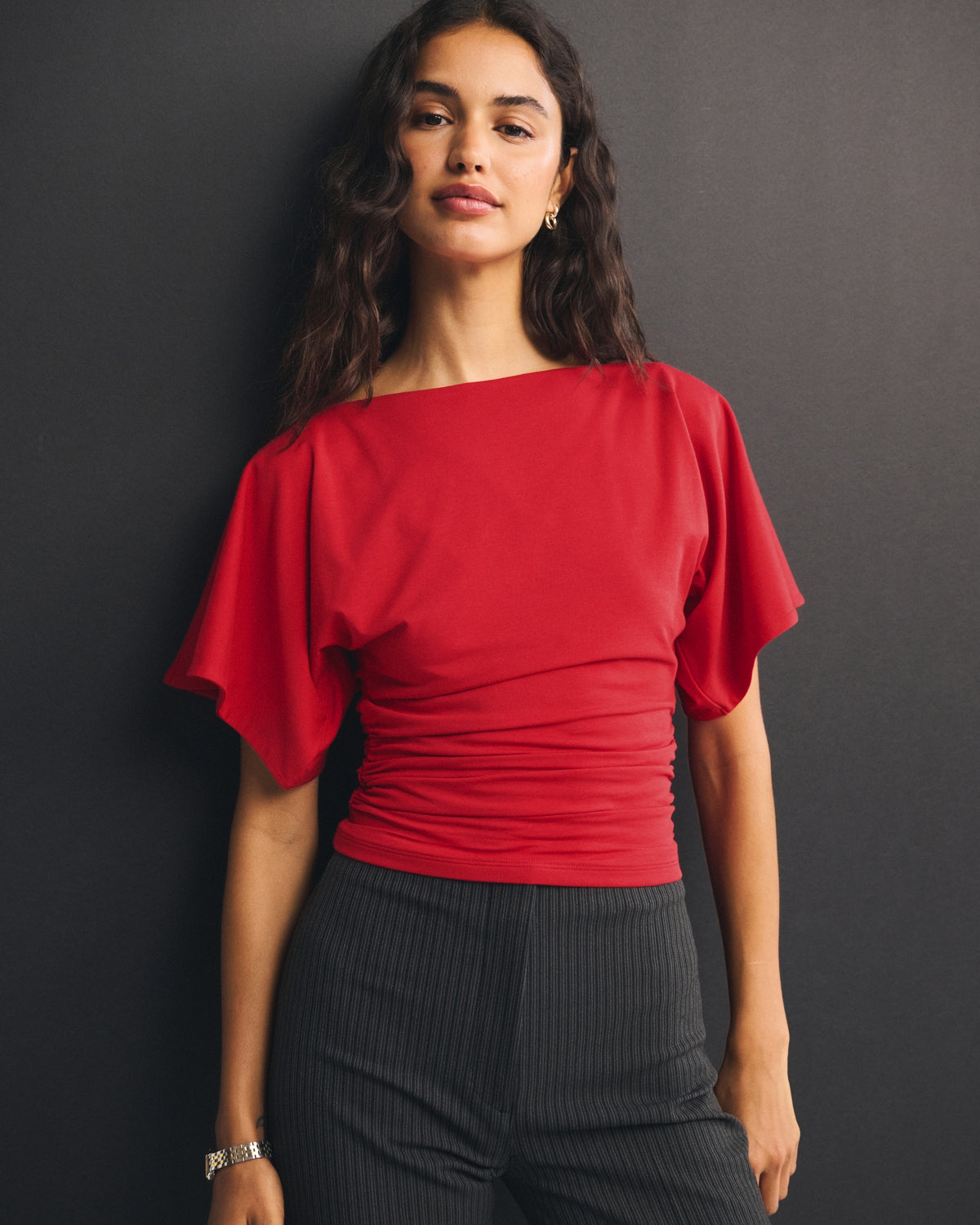 Abercrombie Flutter Sleeve Slash Top
