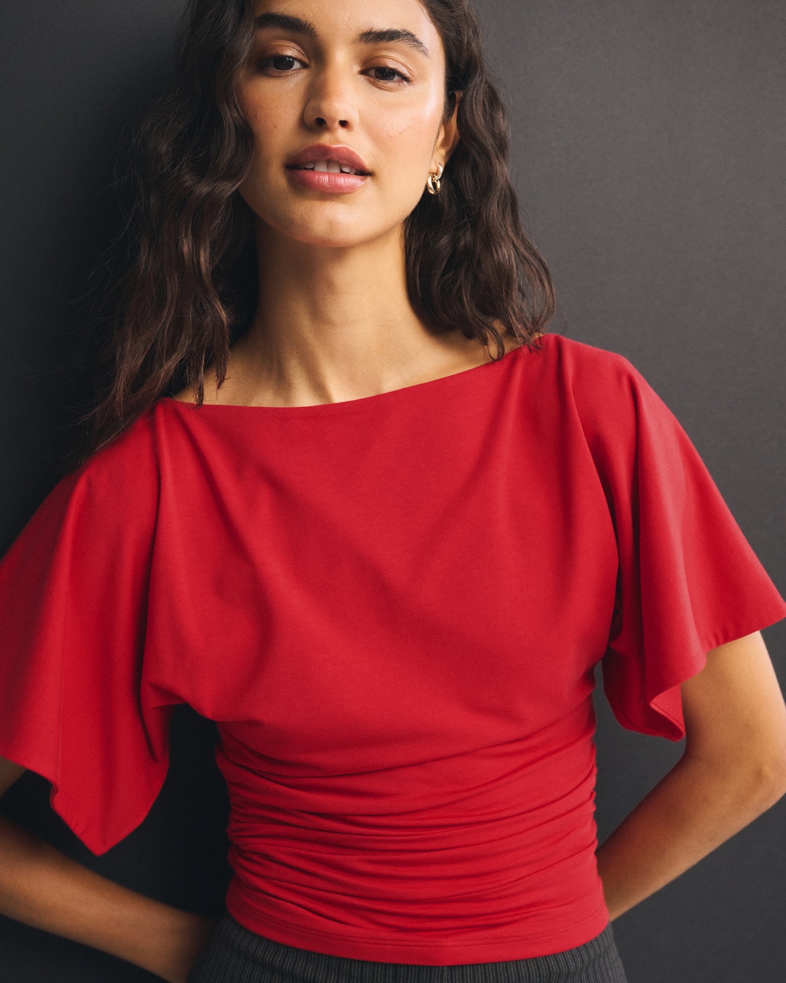 Abercrombie Flutter Sleeve Slash Top